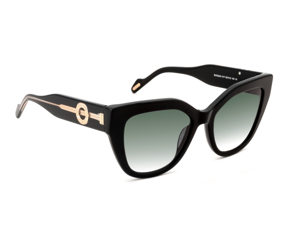 Guess Women Acetate Full Rim Shiny Black Butterfly Sunglasses