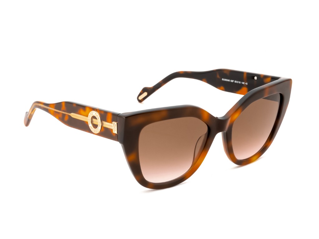 Guess Women Acetate Full Rim Shiny Brown Demi Butterfly Sunglasses