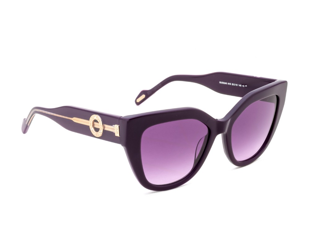 Guess Women Acetate Full Rim Shiny Violet Butterfly Sunglasses