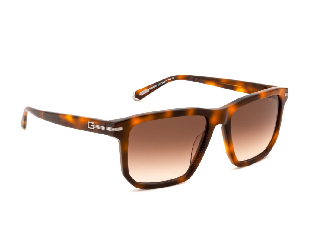 Guess Men Acetate Full Rim Shiny Brown Demi Square Sunglasses