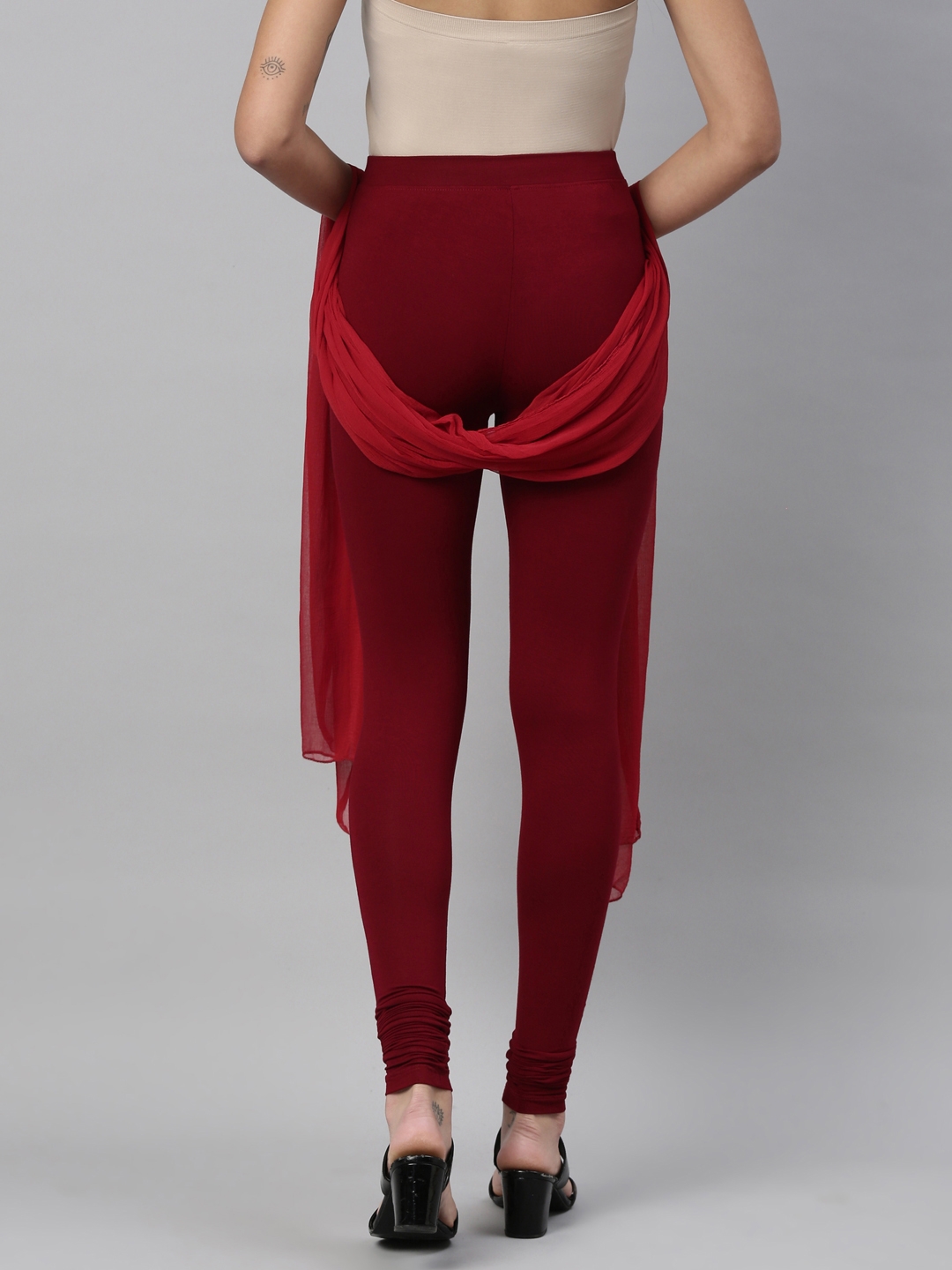 Twinbirds Cherry Berry Red Solid Ankle Legging