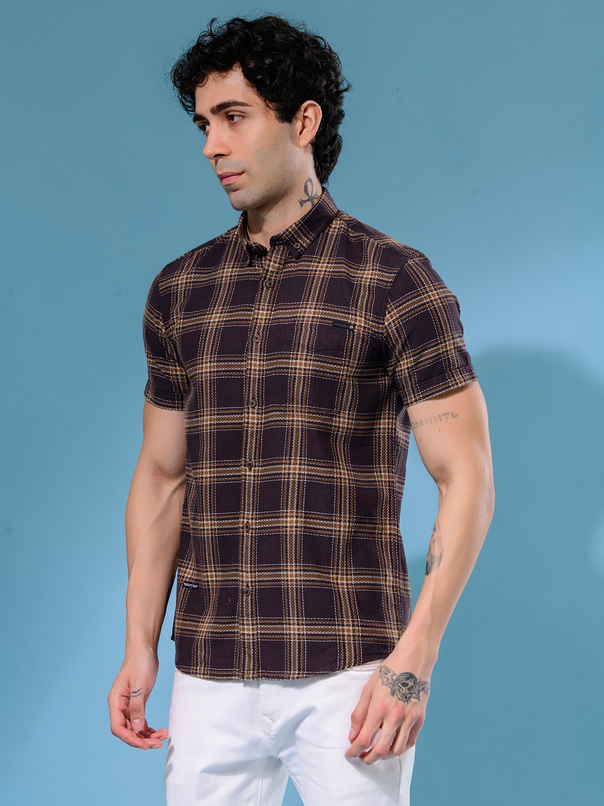 ALBION MENS MOF BROWN SHIRT