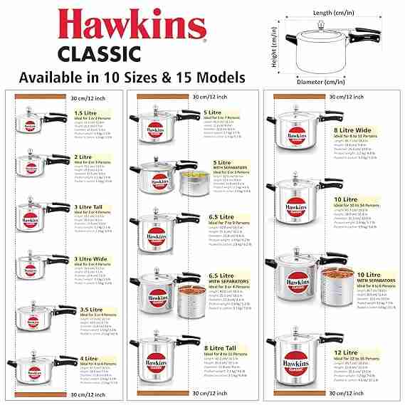HAWKINS HOUSEHOLD COOKER ALMUNIUM CLASSIC