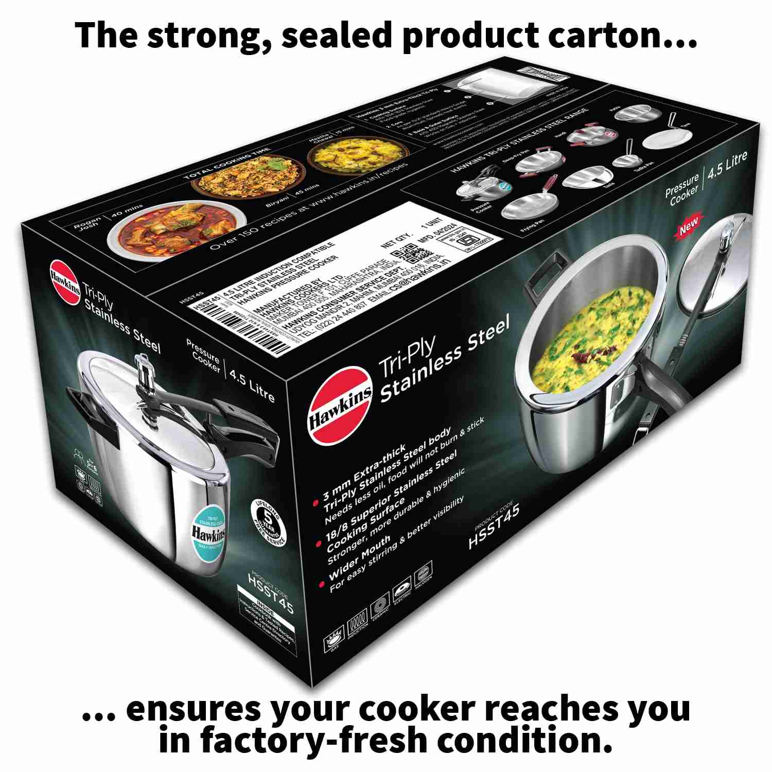 HAWKINS HOUSEHOLD COOKER STEEL TRI PLY