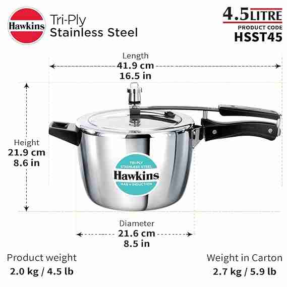 HAWKINS HOUSEHOLD COOKER STEEL TRI PLY