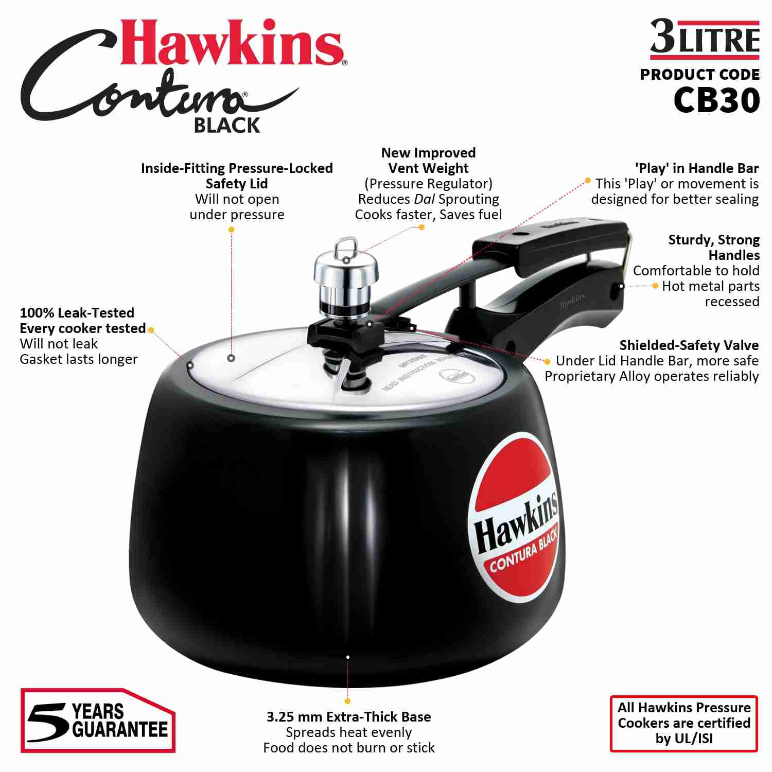 HAWKINS HOUSEHOLD COOKER ALMUNIUM CONTURA