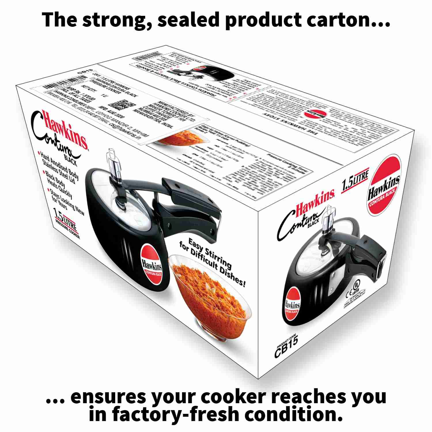 HAWKINS HOUSEHOLD COOKER ALMUNIUM CONTURA BLACK
