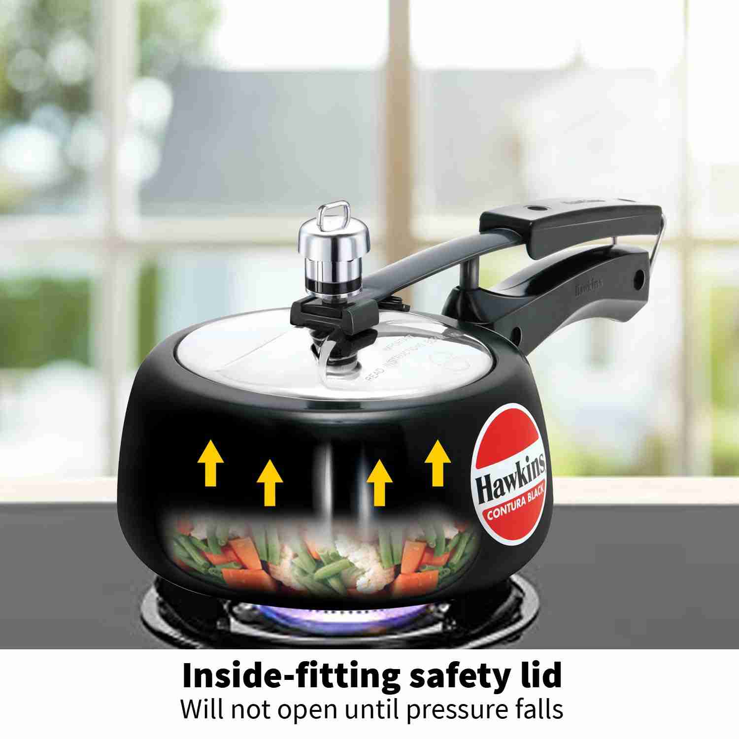 HAWKINS HOUSEHOLD COOKER ALMUNIUM CONTURA BLACK