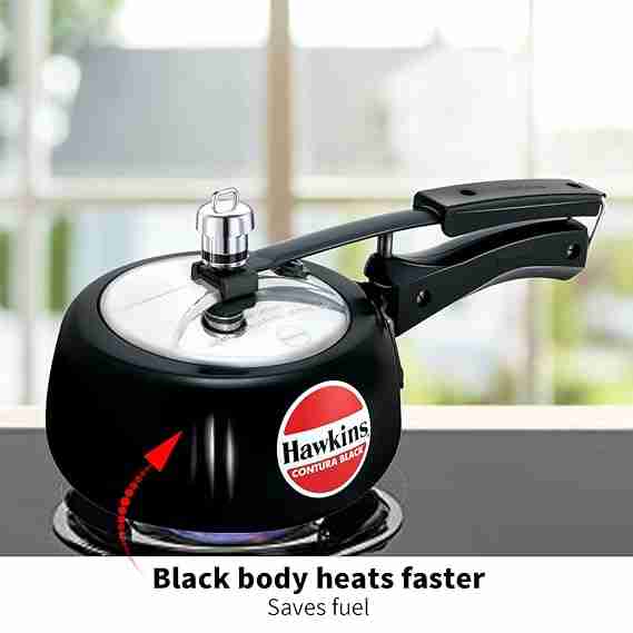 HAWKINS HOUSEHOLD COOKER ALMUNIUM CONTURA BLACK