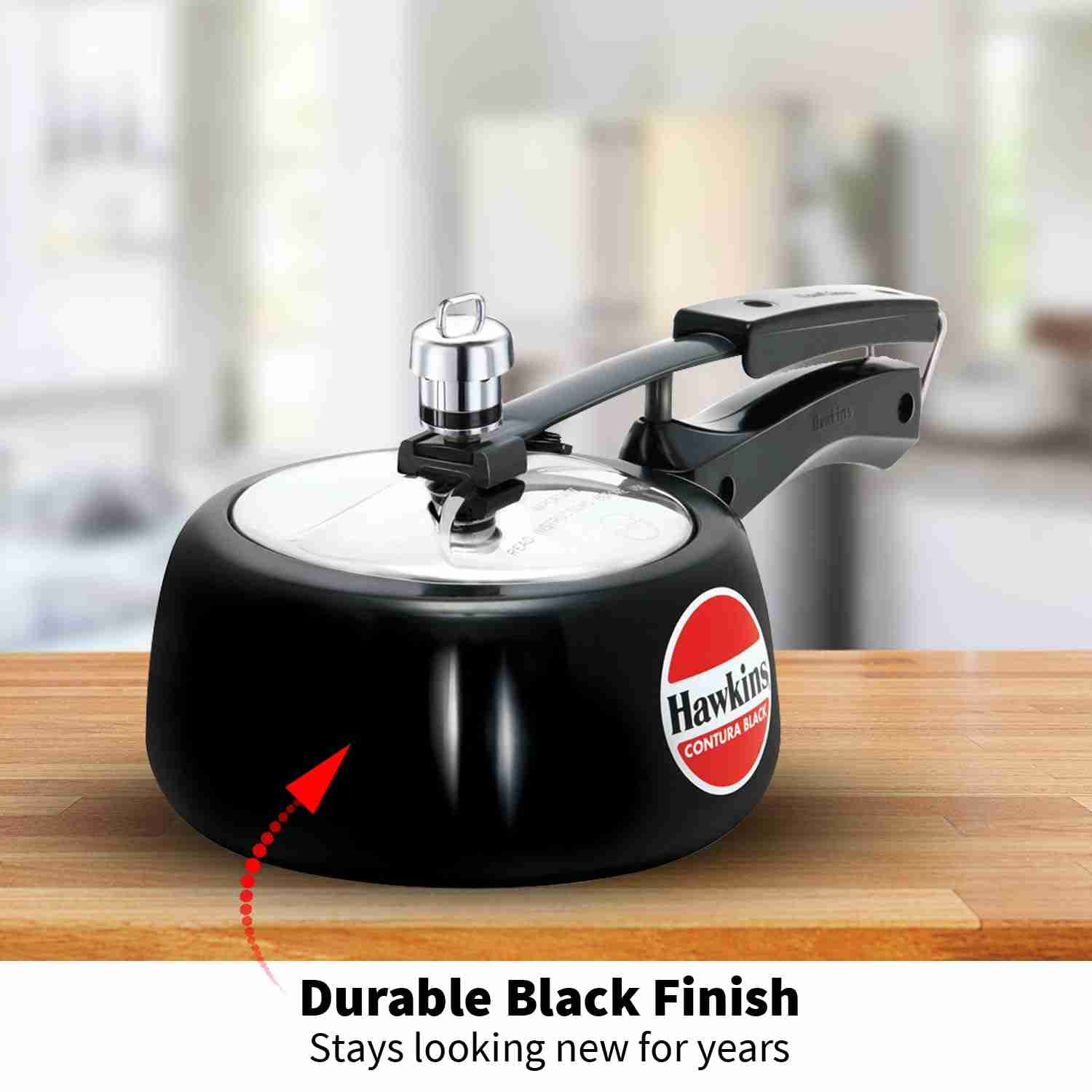 HAWKINS HOUSEHOLD COOKER ALMUNIUM CONTURA BLACK