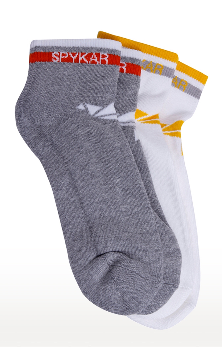 spykar | Spykar White And Grey Solid Socks - Pair Of 2 0