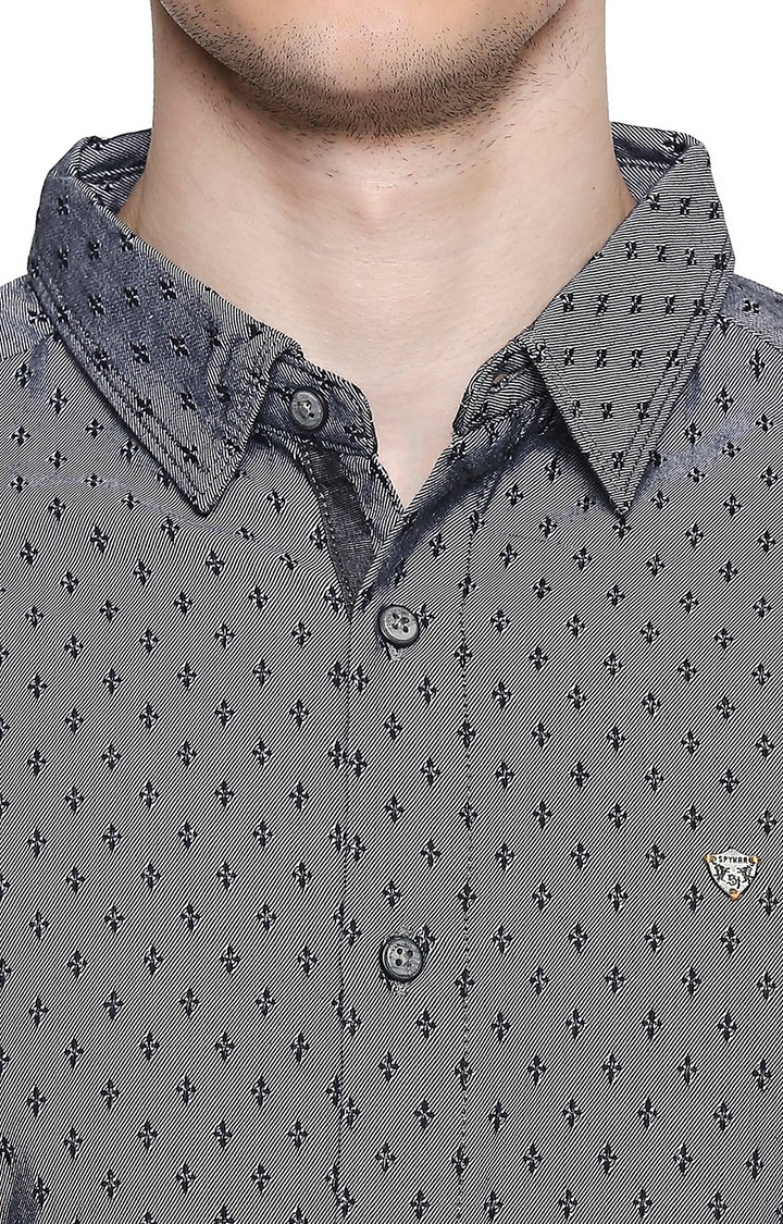 spykar | Men's Grey Cotton Printed Casual Shirts 5