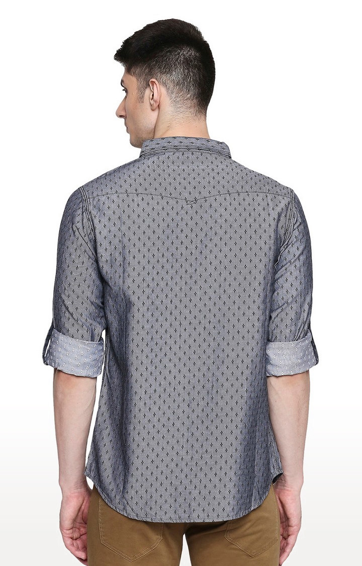 spykar | Men's Grey Cotton Printed Casual Shirts 4