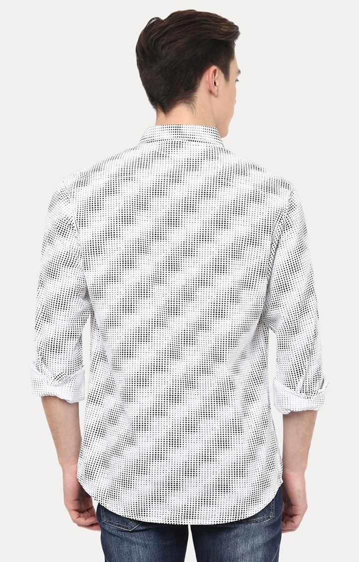 Spykar White Printed Slim Fit Casual Shirt