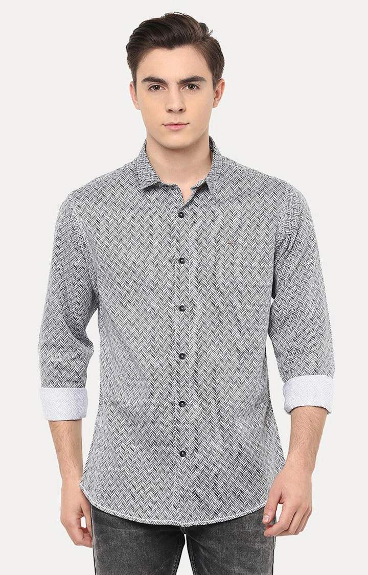 Men's Black Cotton Printed Casual Shirts
