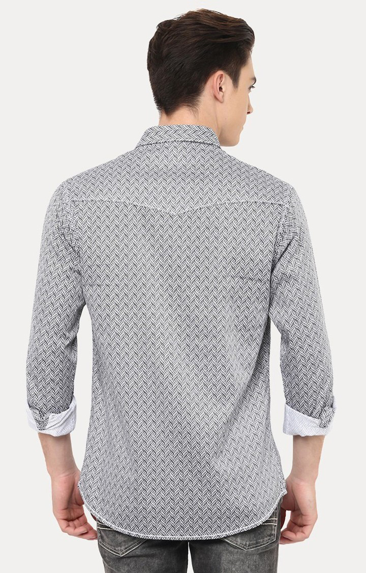 Men's Black Cotton Printed Casual Shirts