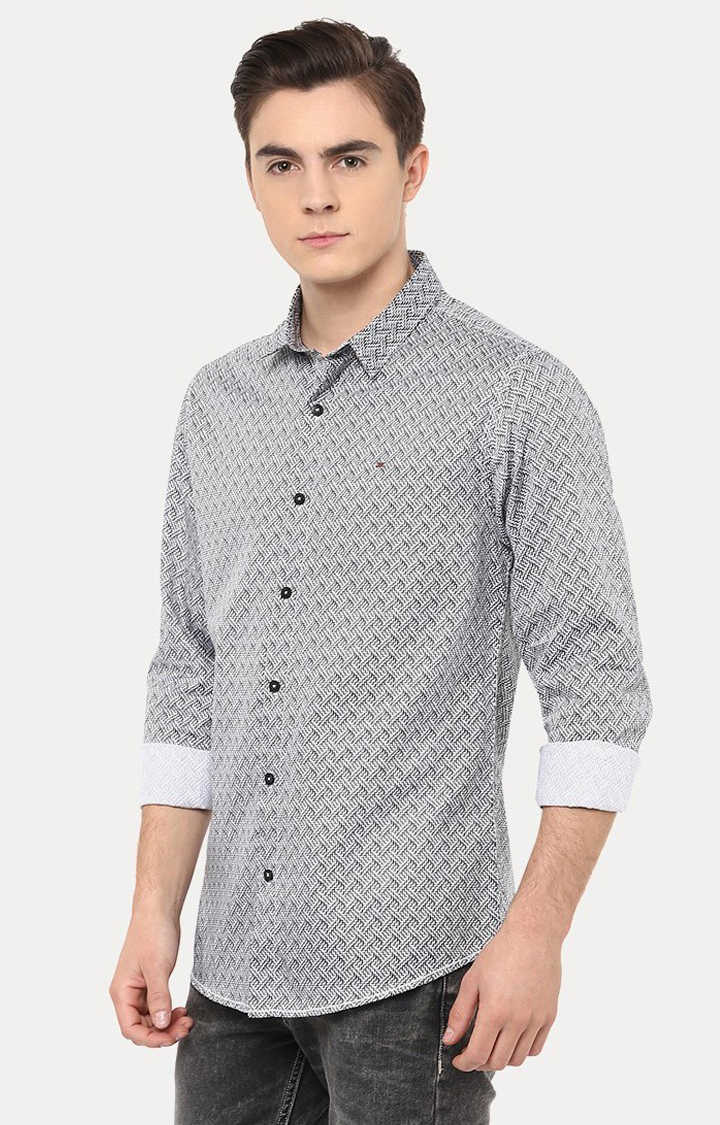 Men's Black Cotton Printed Casual Shirts