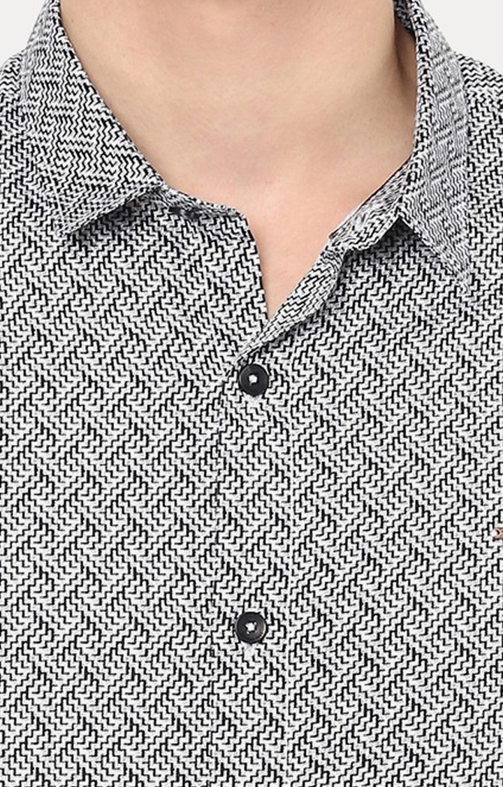 Men's Black Cotton Printed Casual Shirts