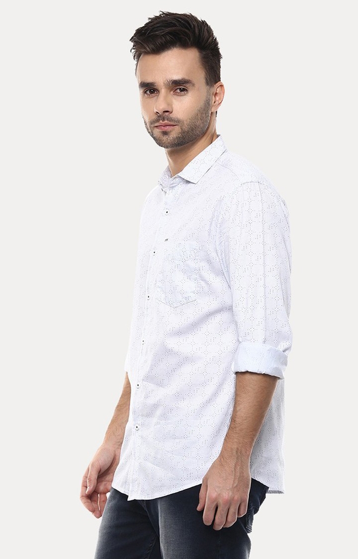 spykar | Men's White Cotton Printed Casual Shirts 1