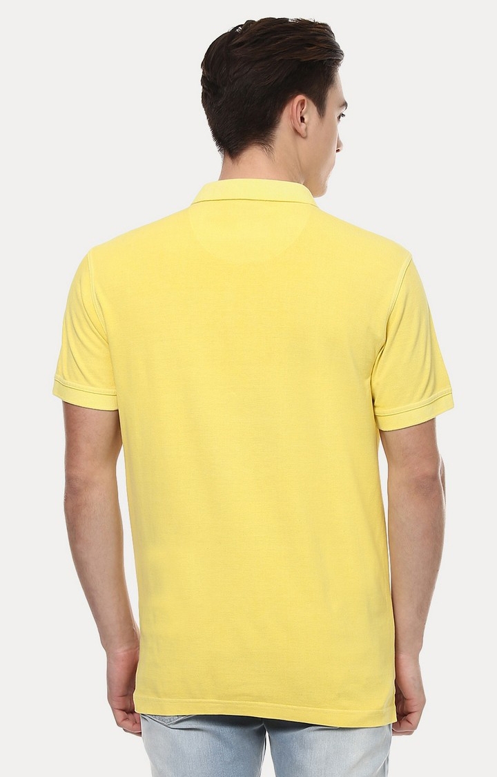 spykar | spykar Yellow Solid Slim Fit Polo T-Shirt 2