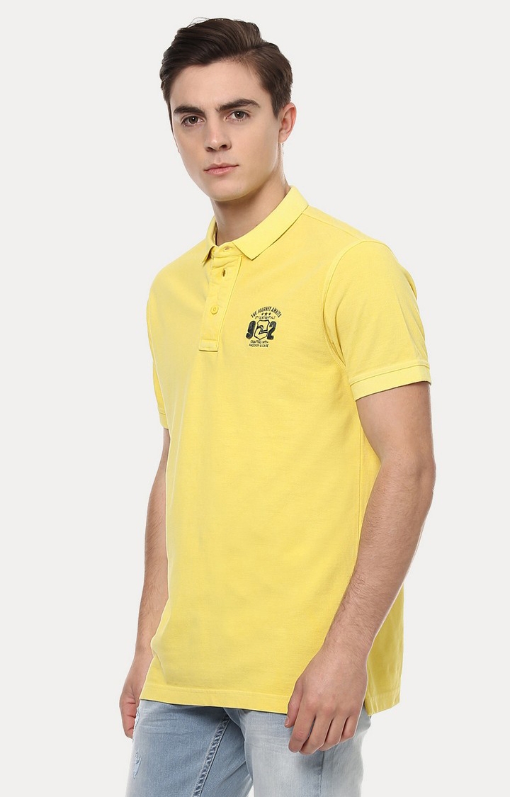 spykar | spykar Yellow Solid Slim Fit Polo T-Shirt 1