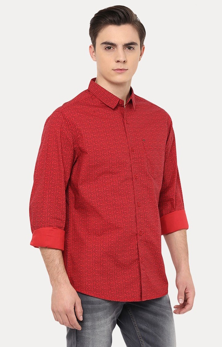 spykar | Men's Red Cotton Printed Casual Shirts 1