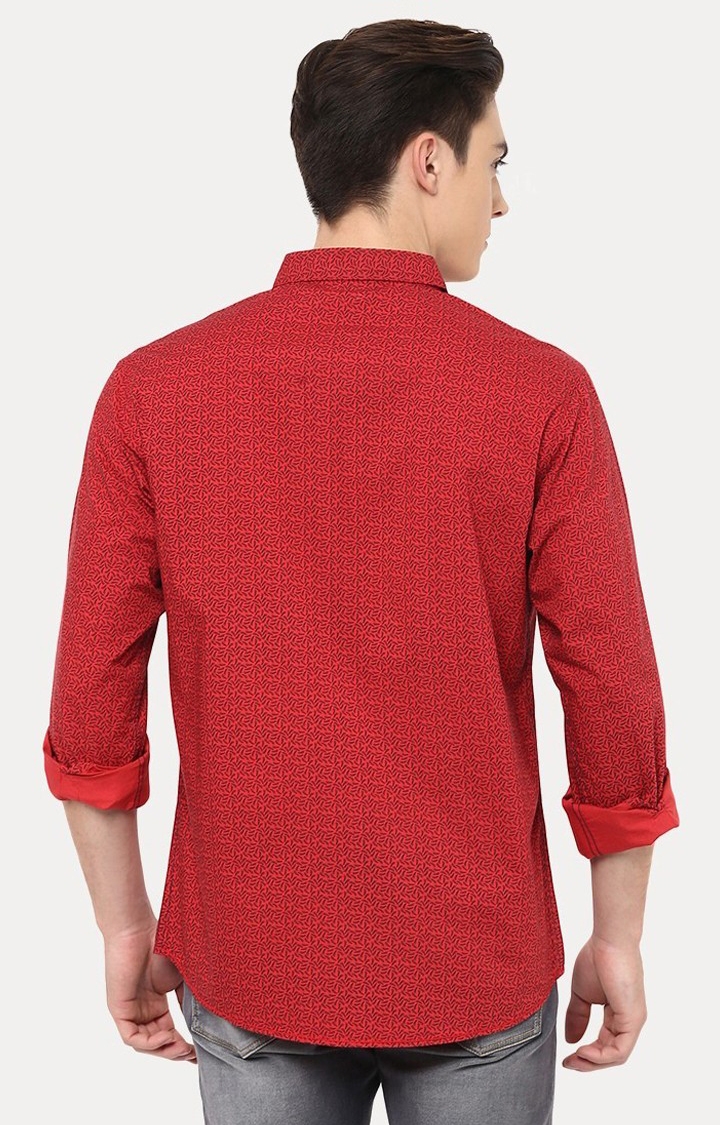 spykar | Men's Red Cotton Printed Casual Shirts 2