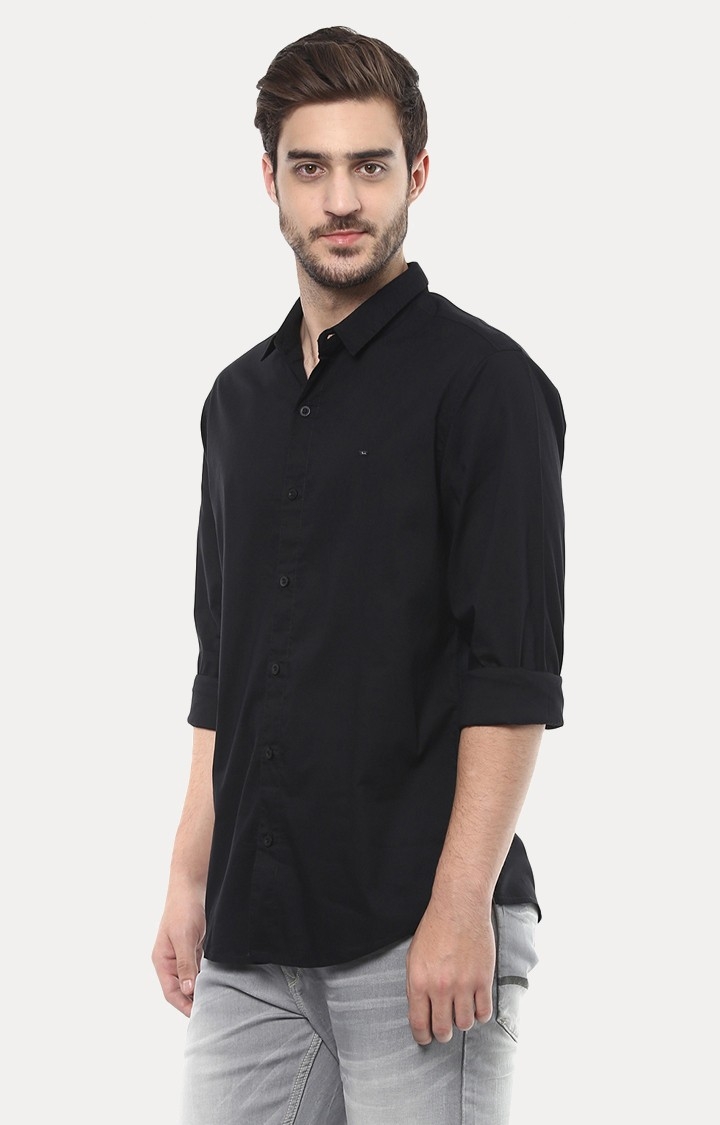 spykar | Men's Black Cotton Solid Casual Shirts 1