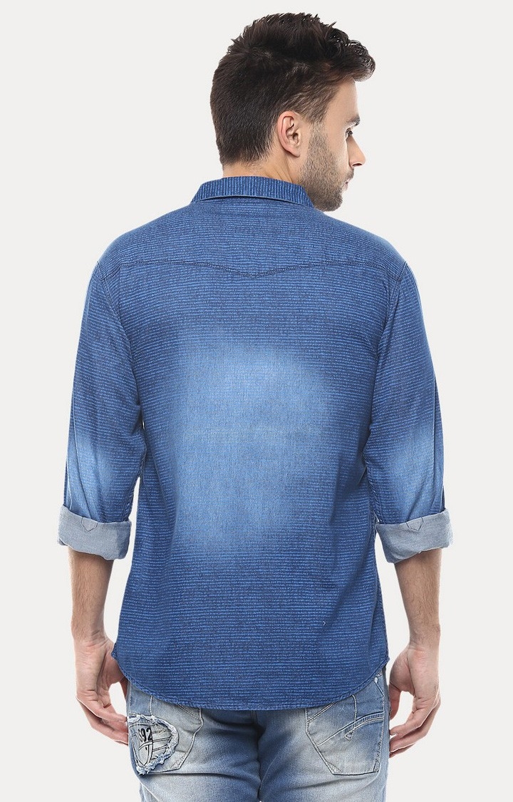 spykar | Men's Blue Cotton Striped Casual Shirts 2