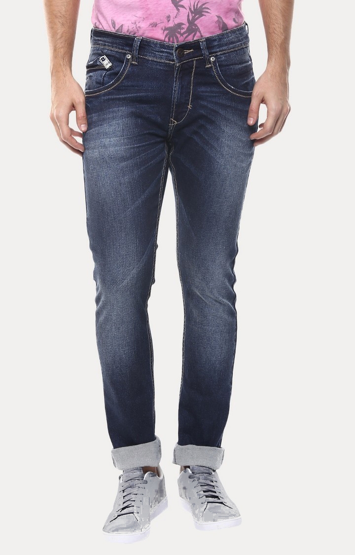 spykar | Men's Blue Cotton Solid Slim Jeans 0