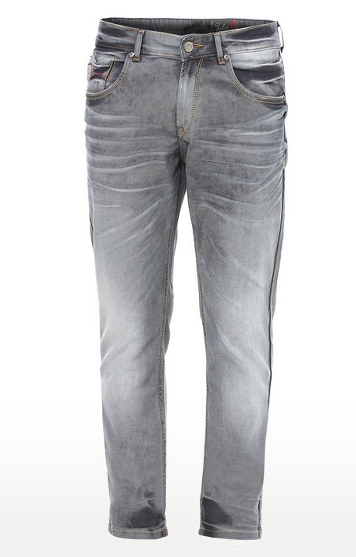 spykar | Men's Grey Cotton Solid Slim Jeans 5