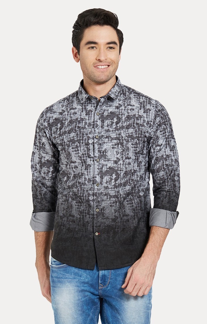 spykar | Men's Black Cotton Printed Casual Shirts 0
