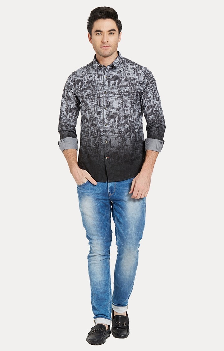 spykar | Men's Black Cotton Printed Casual Shirts 1