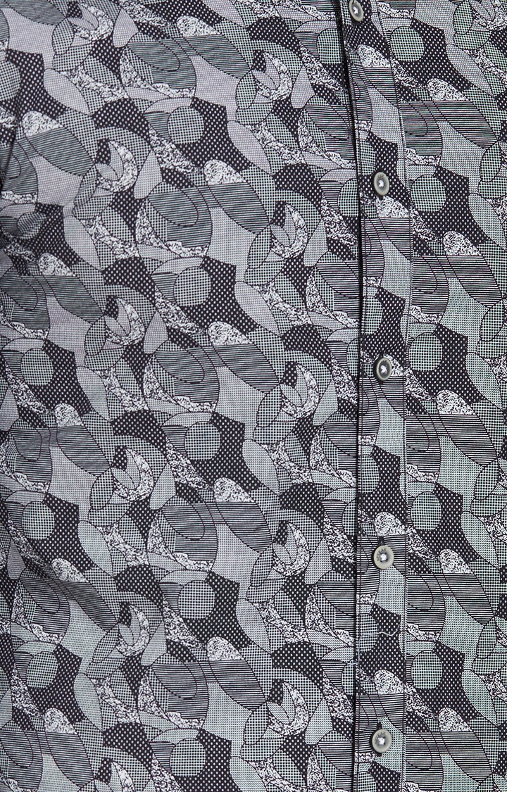 Men's Grey Cotton Printed Casual Shirts