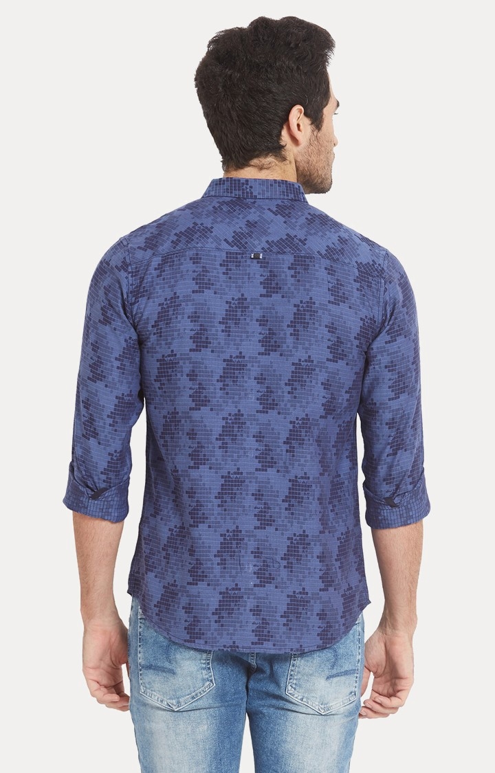 spykar | Men's Blue Silk Printed Casual Shirts 3