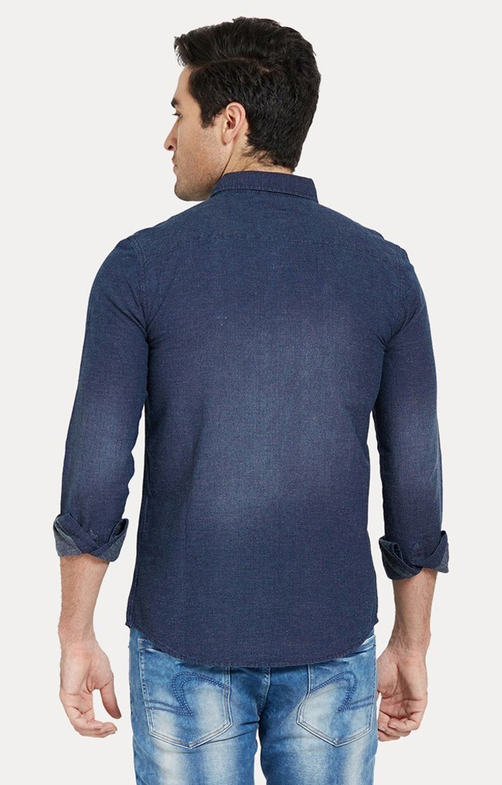 spykar | Men's Blue Cotton Solid Casual Shirts 3