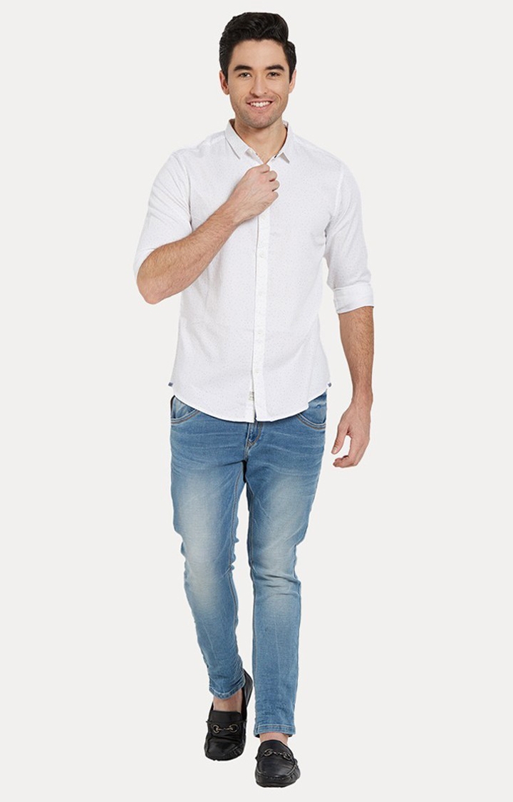 spykar | Men's White Cotton Solid Casual Shirts 1