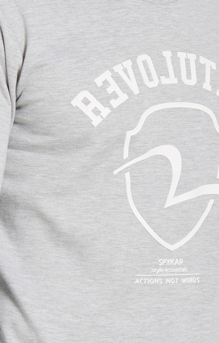 Spykar Grey Printed Slim Fit Sweatshirt