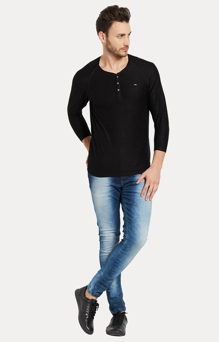 spykar | Spykar Black Solid Slim Fit T-Shirt 1