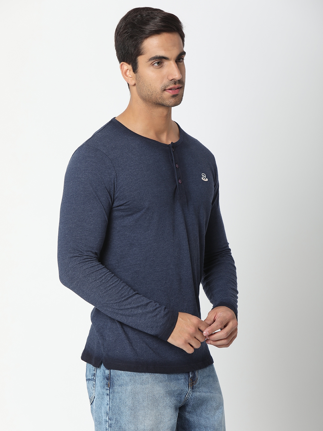 Spykar Cotton Blue T-Shirts