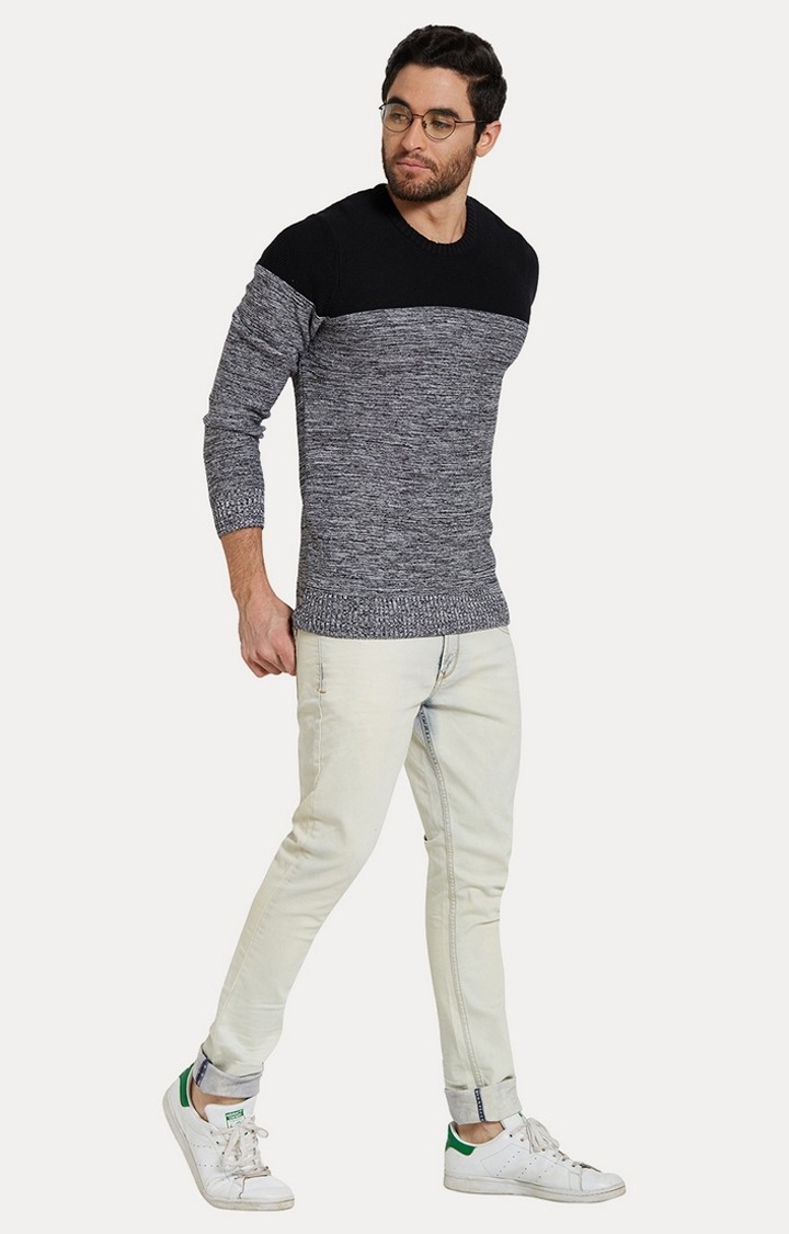 spykar | Spykar Black & Grey Melange Slim Fit T-Shirt 1