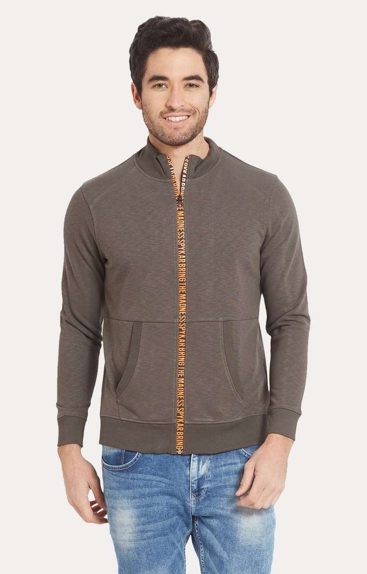 spykar Grey Melange Slim Fit Sweatshirt