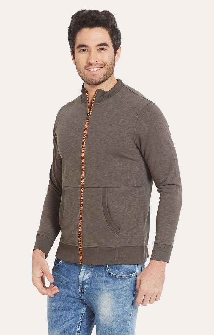 spykar Grey Melange Slim Fit Sweatshirt
