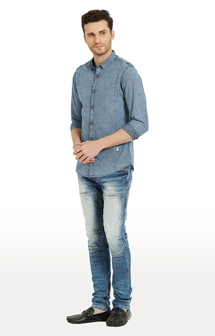 spykar | Men's Blue Cotton Solid Slim Jeans 1