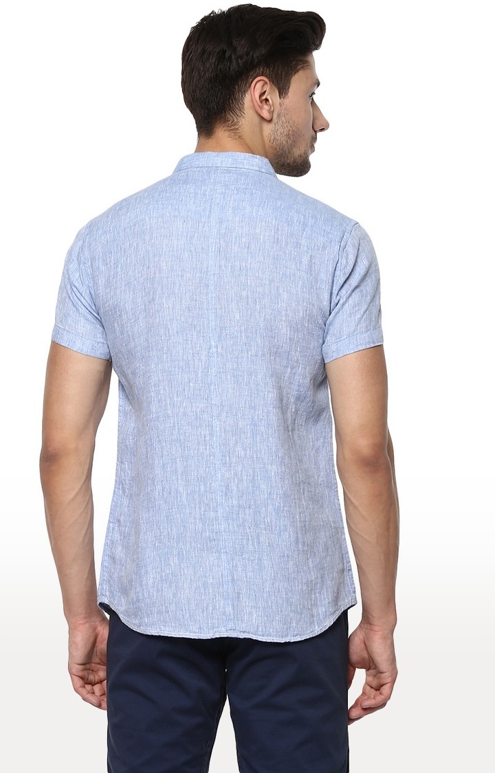 spykar | Men's Blue Cotton Melange Casual Shirts 4