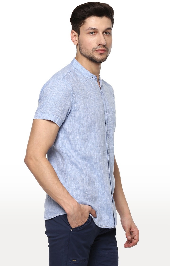 spykar | Men's Blue Cotton Melange Casual Shirts 3