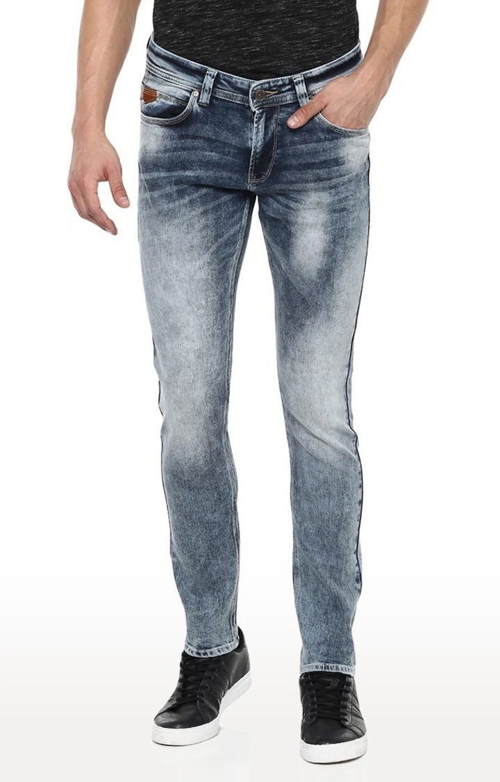 spykar | Men's Blue Cotton Solid Tapered Jeans 0