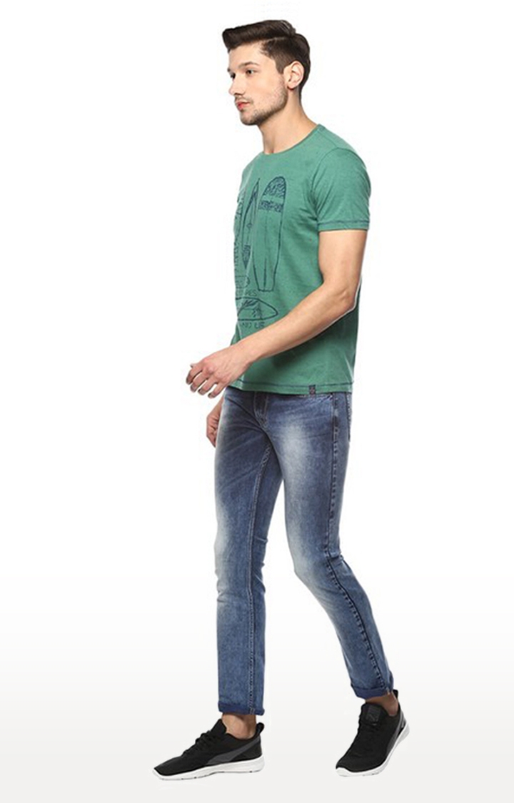 spykar | Spykar Green Printed Cotton T-Shirt 1