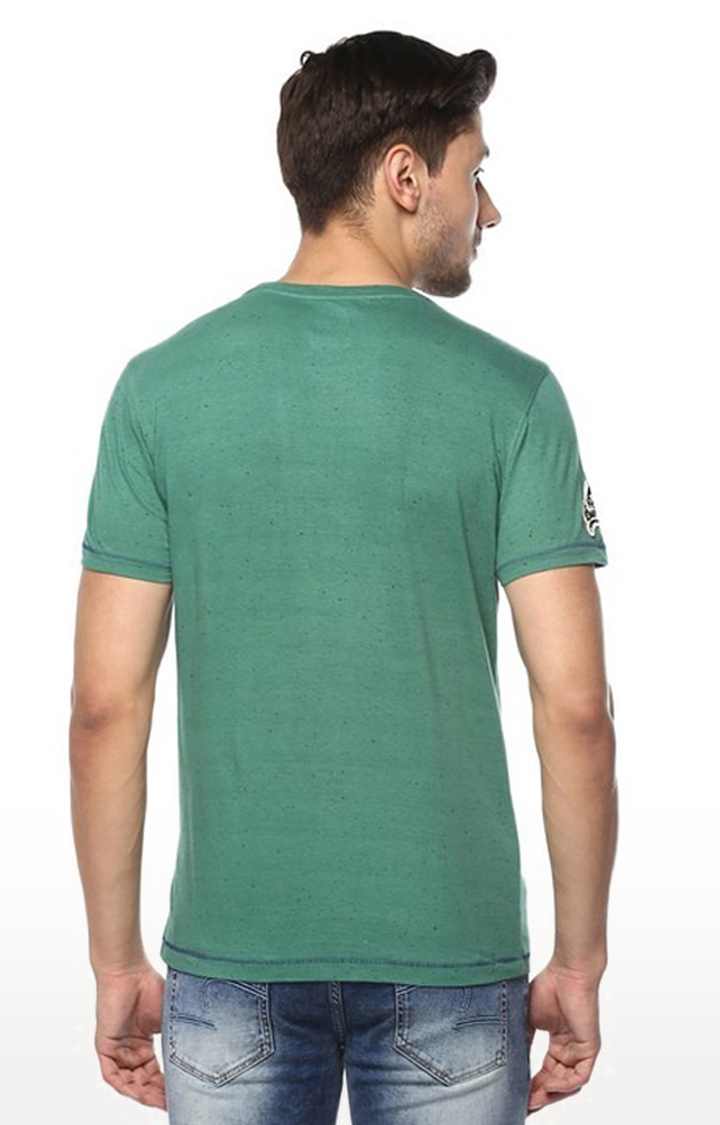 spykar | Spykar Green Printed Cotton T-Shirt 4
