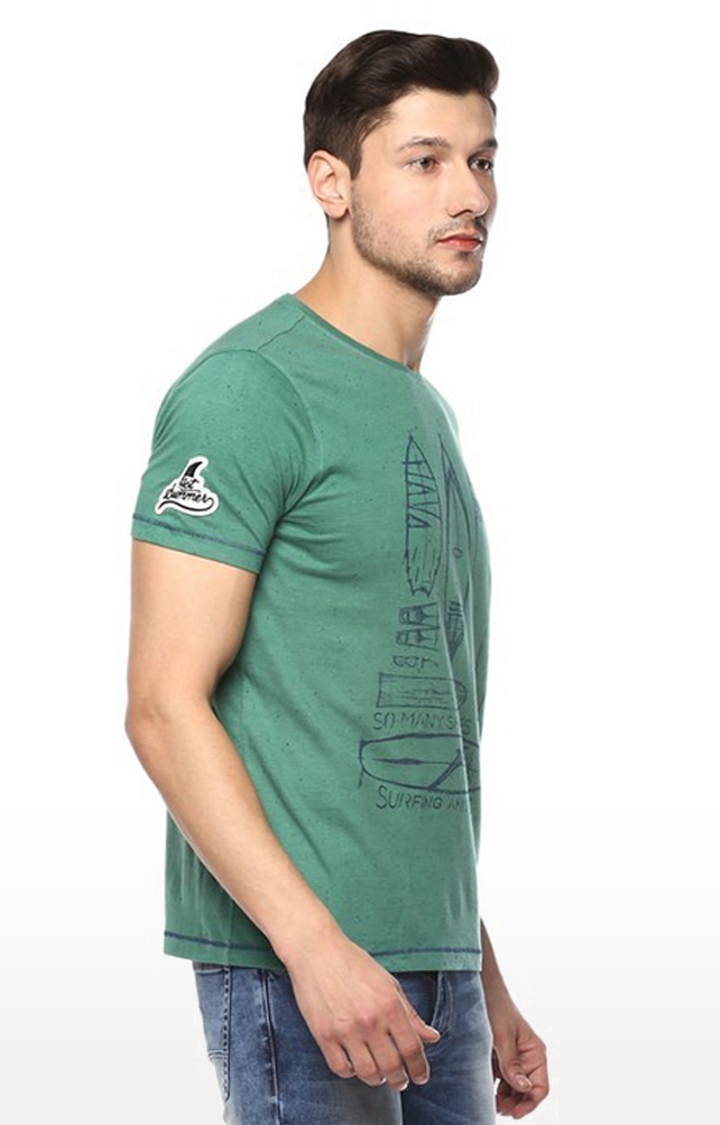 spykar | Spykar Green Printed Cotton T-Shirt 3